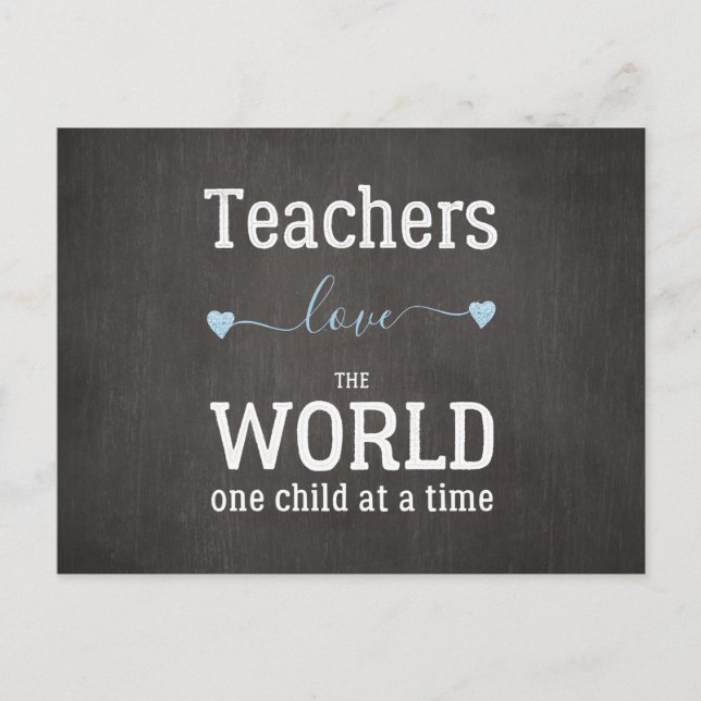 Teacher cute Happy Valentine's Day blackboard Holiday Postcard (Front)