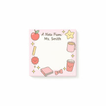 Teacher Cute Pink Personalise Post-It Sticky Notes