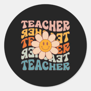 Teacher Daisy Colourful - Elementary School Teache Classic Round Sticker