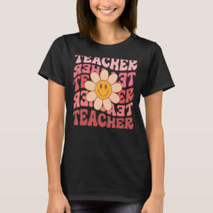 Teacher Daisy Flowers Retro Groovy 70s Valentine's T-Shirt
