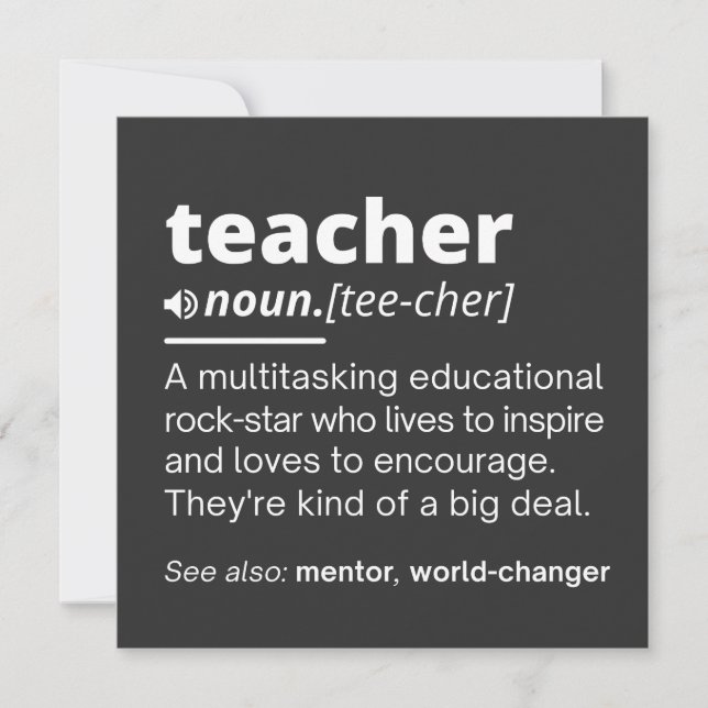 Teacher Definition - Funny Teaching School Teacher Invitation (Front)