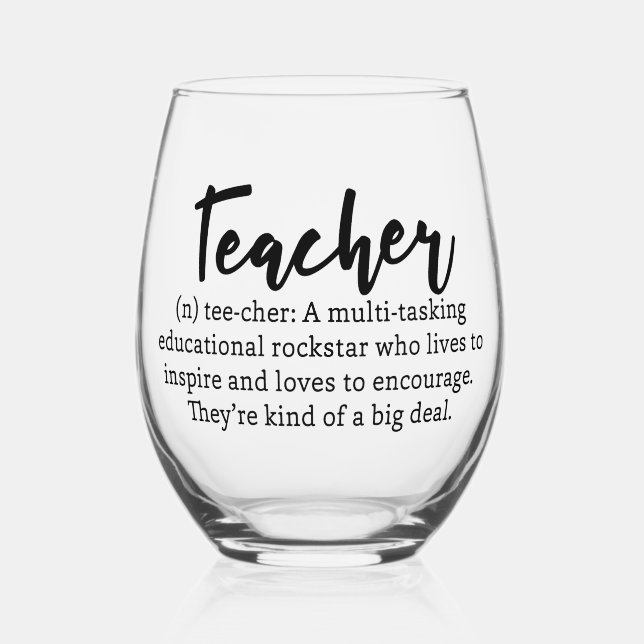 Teacher definition stemless wine glass (Front)