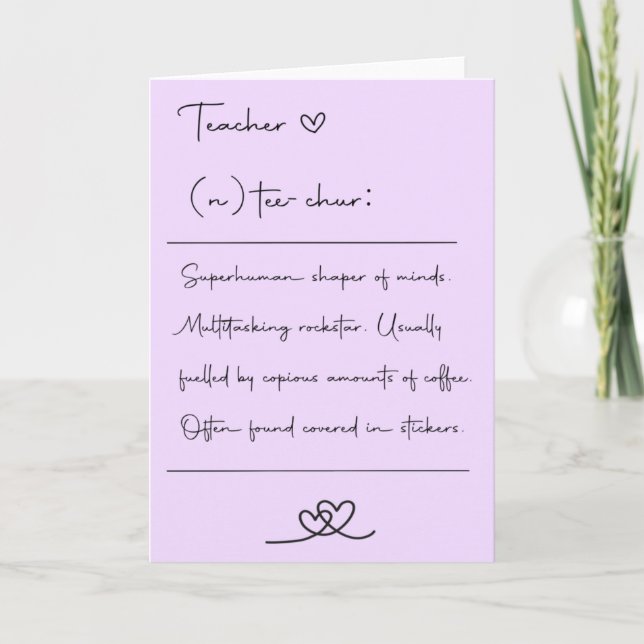 Teacher Definition Thank You Card (Front)