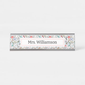 Teacher Doodle Icon Fun  Desk Name Plate