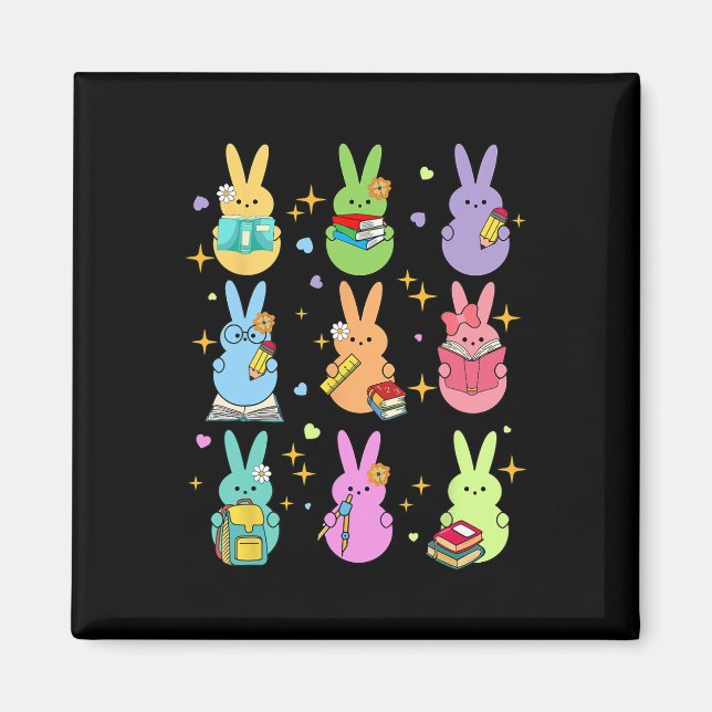 Teacher Easter Bunny Happy Easter Egg Groovy Stude Magnet (Front)