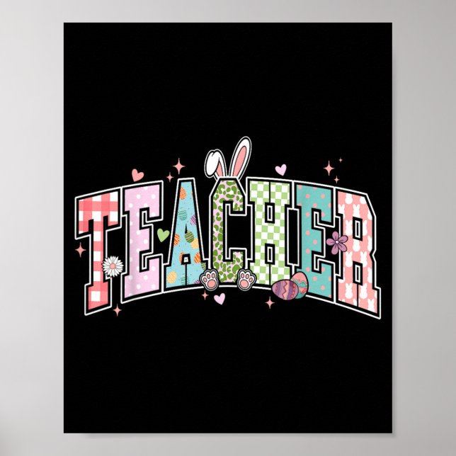 Teacher Easter Day Funny Teacher Rabbit Poster (Front)