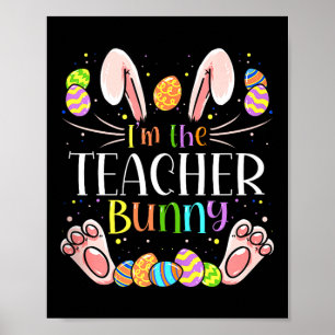 Teacher Easter Matching Family Party Bunny Face Co Poster