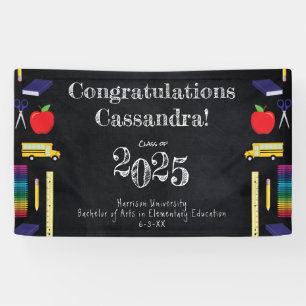 Teacher Education Chalkboard Graduation Banner