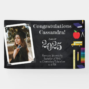 Teacher Education Chalkboard Graduation Portrait Banner