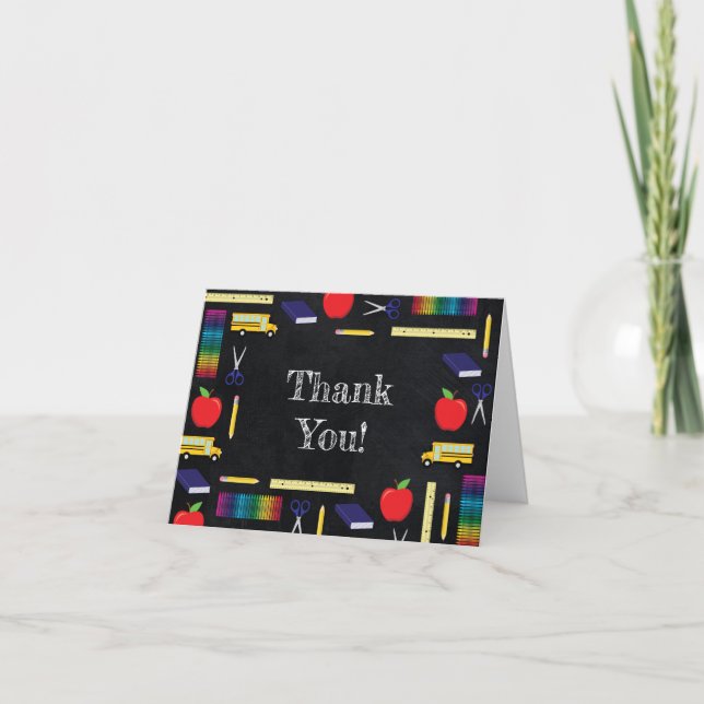 Teacher Education Chalkboard Graduation Thank You Card (Front)