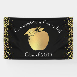 Teacher Education Graduation Black Gold Banner