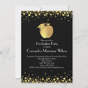 Teacher Education Graduation Black Gold Invitation