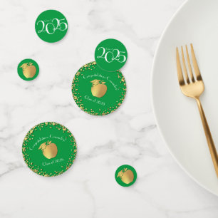 Teacher Education Graduation Green Gold Confetti