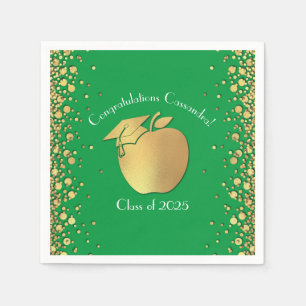 Teacher Education Graduation Green Gold Napkin