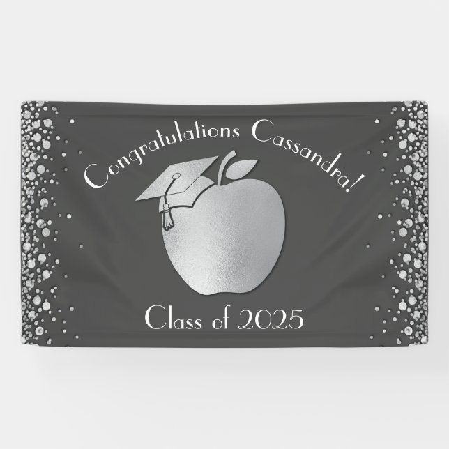 Teacher Education Graduation Grey Silver Banner (Horizontal)