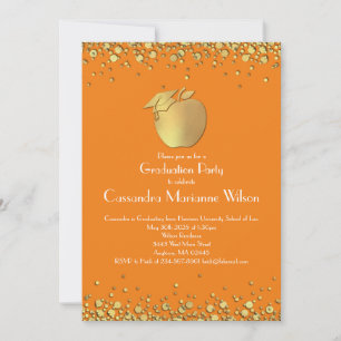 Teacher Education Graduation Orange Gold Invitation