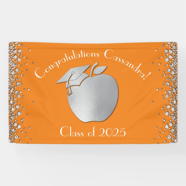 Teacher Education Graduation Orange Silver Banner (Horizontal)