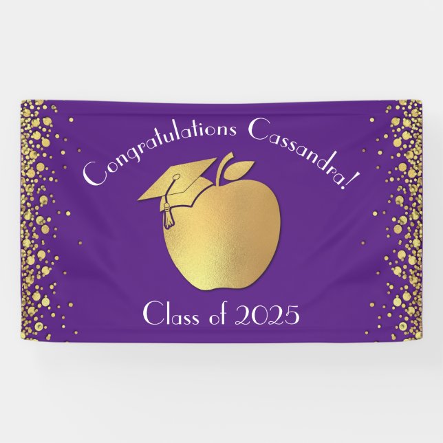 Teacher Education Graduation Purple Gold Banner (Horizontal)