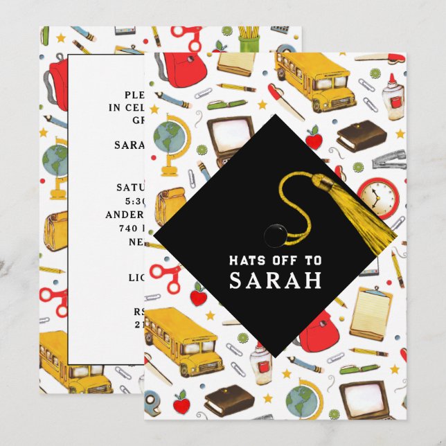 Teacher Education Major Graduation Party Invitation (Front/Back)