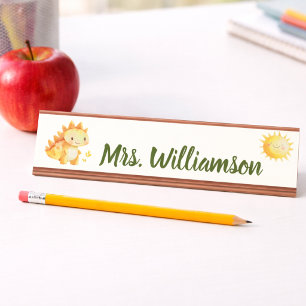 Teacher Educator Classroom Dinosaur Desk Name Plate