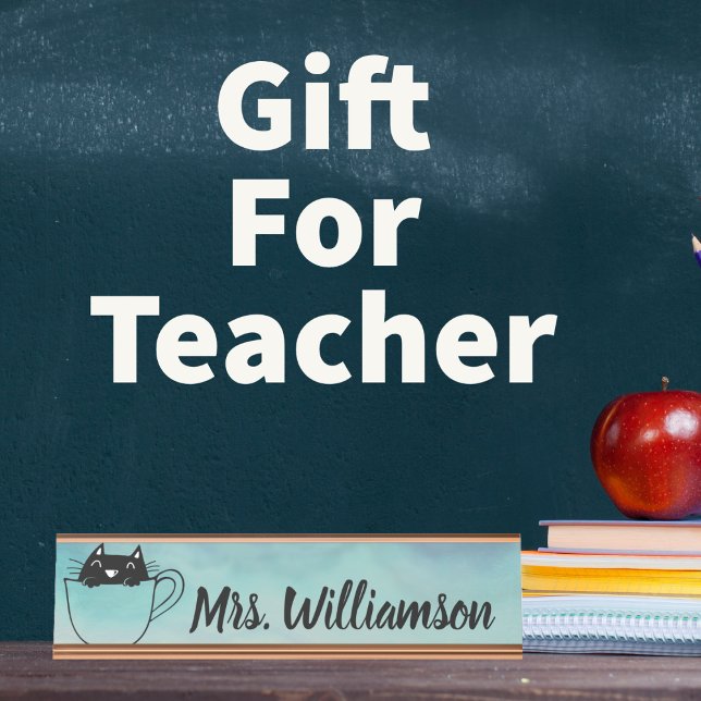 Teacher Educator Professional Cat Kitten Desk Name Plate (Creator Uploaded)