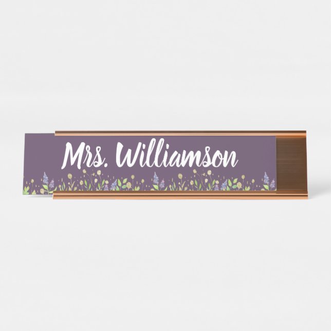 Teacher Educator Professional Floral Desk Name Plate (Front)