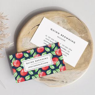 Teacher   Educator   Tutor   Apple Pattern Business Card