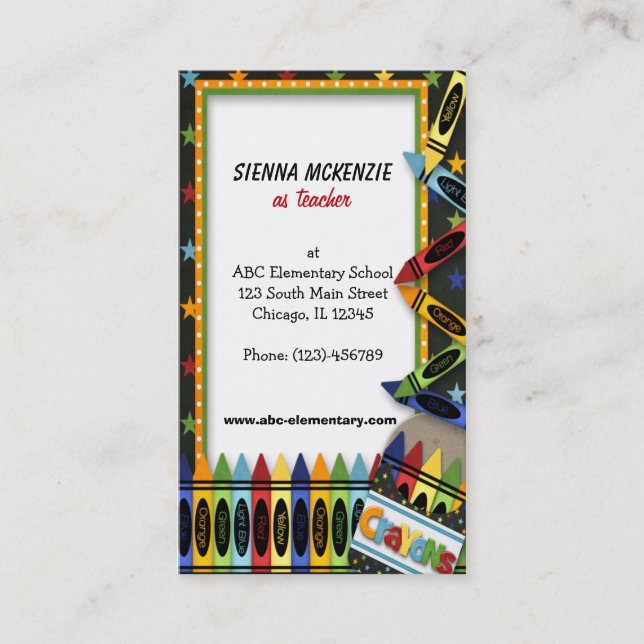 Teacher Elementary School Business Card (Front)