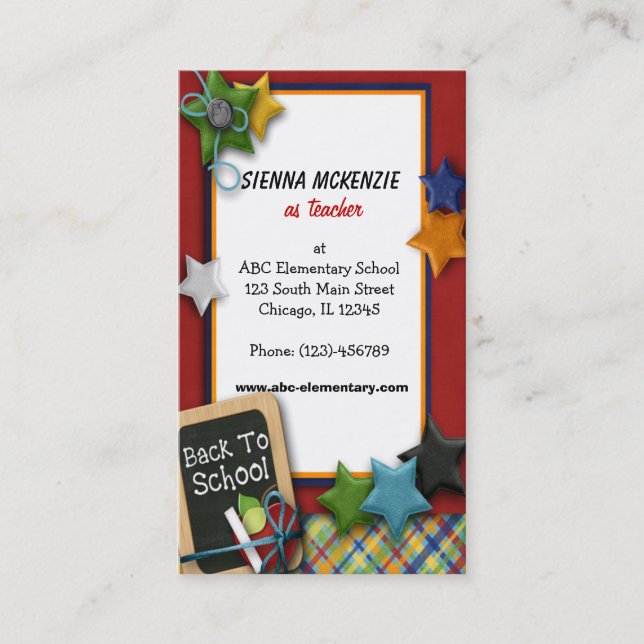 Teacher Elementary School Business Card (Front)