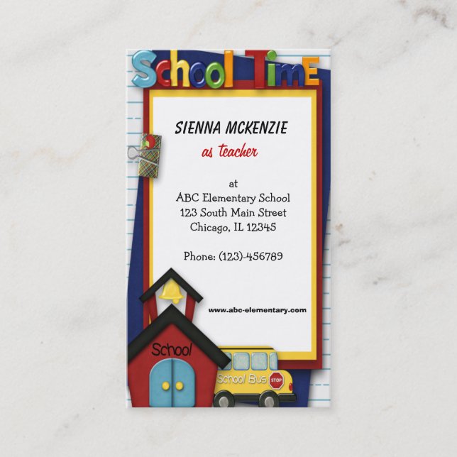 Teacher Elementary School Business Card (Front)