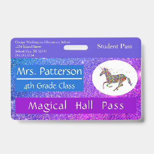 Teacher Elementary School Hall Pass Custom ID Badge
