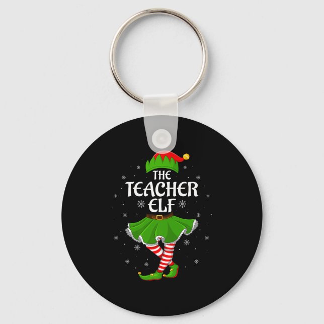 Teacher Elf Christmas Family Girls Women Elf Squad Key Ring (Front)