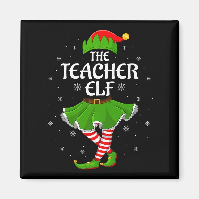Teacher Elf Christmas Family Girls Women Elf Squad Magnet (Front)