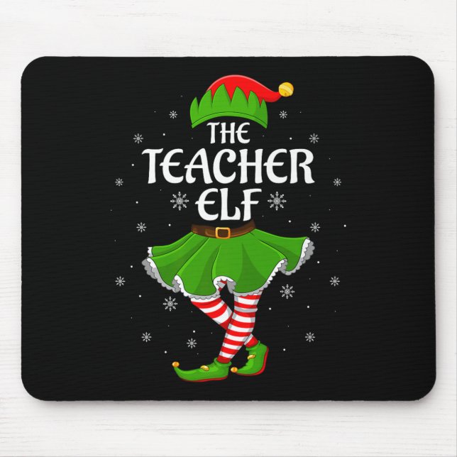 Teacher Elf Christmas Family Girls Women Elf Squad Mouse Mat (Front)