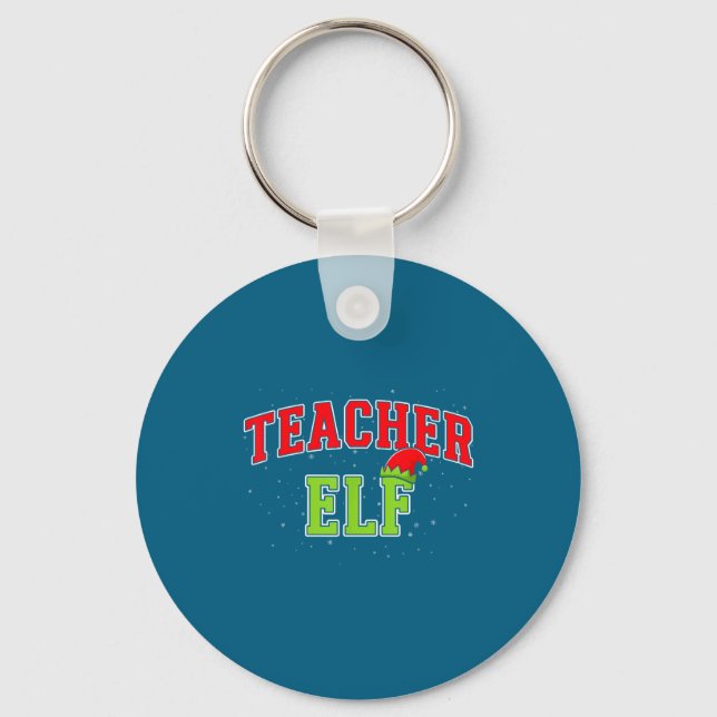 Teacher Elf Christmas Family Matching Group Xmas T Key Ring (Front)