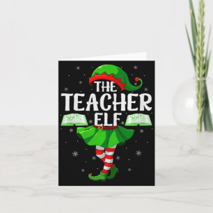Teacher Elf Christmas Girls Women Elf Squad Xmas F Card