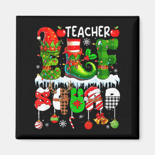 Teacher Elf Squad Xmas Colorful Elf Hat Scute Ss C Magnet