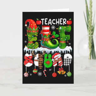 Teacher Elf Squad Xmas Colorful Elf Hat Shoes Job Card