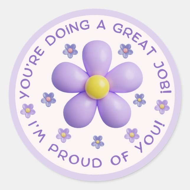  teacher encouragement, purple chic flowers cute classic round sticker (Front)
