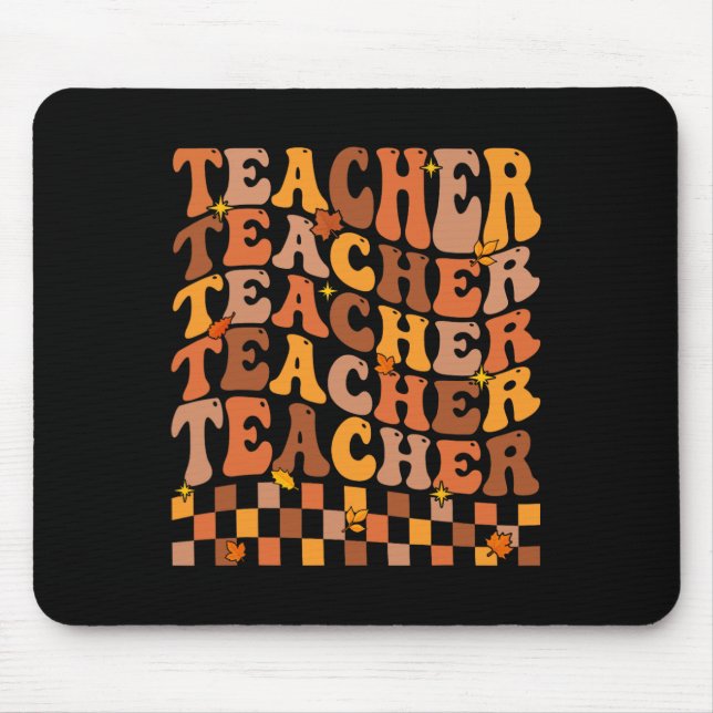 Teacher Fall Autumn Vibes Back To School Maple Lea Mouse Mat (Front)