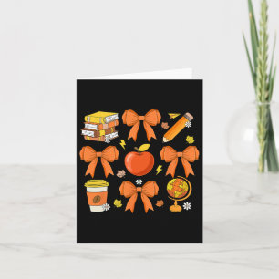 Teacher Fall Shirt Coquette Bow Pumpkin Autumn Tha Card