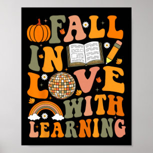 Teacher Fall Shirt Retro Autumn Thanksgiving Pumpk Poster