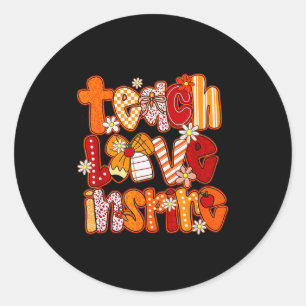Teacher Fall,teach Love Insre,autumn Teacher Funny Classic Round Sticker