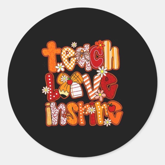 Teacher Fall,teach Love Insre,autumn Teacher Funny Classic Round Sticker (Front)