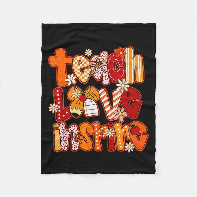 Teacher Fall,teach Love Insre,autumn Teacher Funny Fleece Blanket (Front)