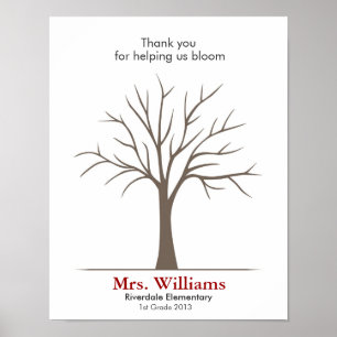 Teacher Fingerprint Tree Poster