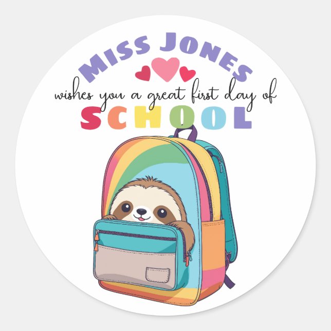 teacher first day of term class welcome classic round sticker (Front)