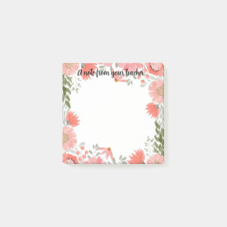 Teacher floral post it notes