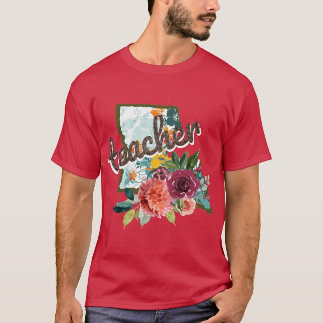 Teacher Floral Watercolor T-Shirt (Front)