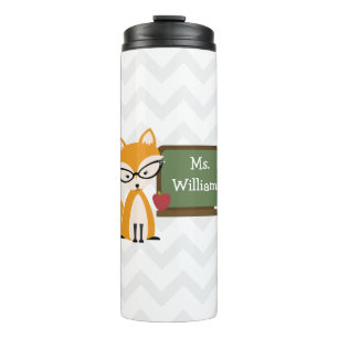 Teacher Fox Chalkboard Chevron Thermal Tumbler